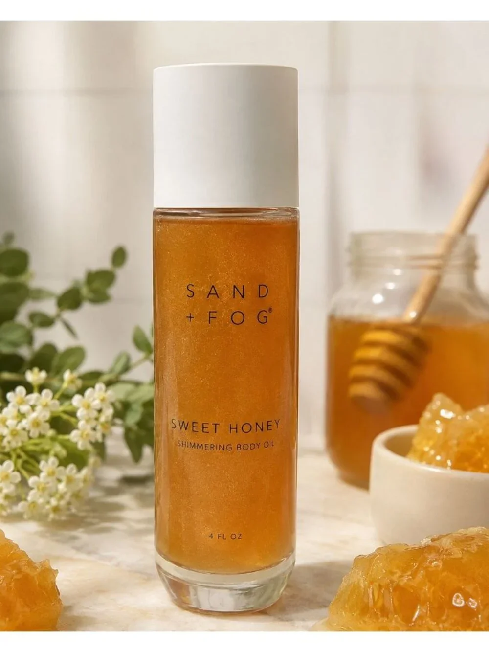 Sand + Fog Sweet Honey Illuminating Body Oil 4 oz Shimmer Moisturizing Glow New